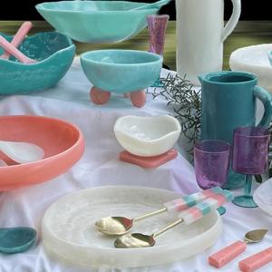 Bol à salade en résine écologique polie pour la cuisine et la table, nouveau design, bol de service pour les fêtes - Product Image 5