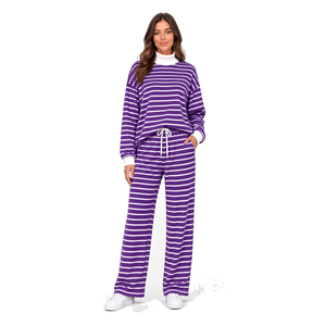 Knitted Sweater Two Piece Set for Women Spring Autumn and Winter New Loose Casual Solid Color Wide-Leg Pants <b>Top</b> and Pants Set - Product Image 2
