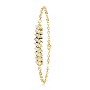 Pulsera de Diamantes con Eslabones Marquise en Oro Amarillo de 9K, Joyería Fina y Elegante para Mujer, Ideal para Compromiso, Boda o Aniversario - Product Image 2
