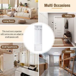 Appendiabiti da ingresso elegante e di tendenza, piantana minimalista e sottile con 8 ganci, panca contenitore multifunzionale, appendiabiti di design - Product Image 2