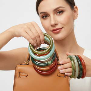 Poignée de sac à main DIY faite à la main en acrylique et résine, forme personnalisée, écologique, multicolore, technique de moulage artistique pour loisirs créatifs - Product Image 1
