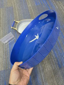 Bandeja de Servir Moderna Ecológica de Vidrio Azul con Diseño de Pájaros en Vuelo, Forma Ovalada, Utensilio de Bar, Plato Decorativo - Product Image 2