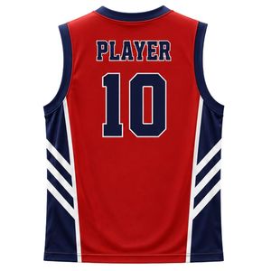 Men Women Basketball Jersey Blue <b>Red</b> Short Sleeve Athletic Sports Shirt Lightweight Comfortable Uniform for Game Practice - Product Image 1