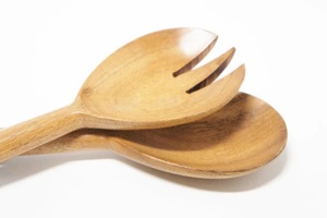 Ensemble de cuillères à salade en bois et résine de forme naturelle, ustensiles de cuisine pour restaurant, écologiques, ensemble de couverts en bois et résine - Product Image 5