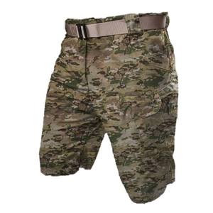 Shorts cargo camouflage pour homme, taille mi-haute, fermeture éclair, séchage rapide, tissu Oxford, style workwear, longueur Bermuda, polyester - Product Image 1