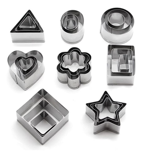 Cortador de Galletas de Acero Inoxidable, Forma de Corazón, Flor, Estrella y Redondo, 12 Piezas, Apto para Horno, Herramientas para Hornear - Product Image 5