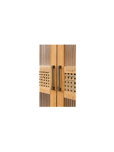 Modern Minimalist Wooden <b>Wardrobe</b> Hinged Doors Metal Handles 3 Shelves Freestanding Bedroom Furniture - Product Image 2