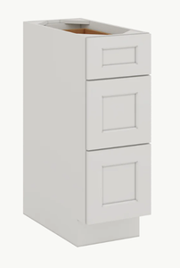 Gabinete de Cocina Moderno de Madera Sólida con Tres Cajones, Estilo Shaker Blanco, Delgado, Listo para Armar, 3DB12 - Product Image 2