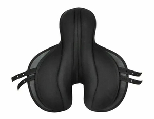 Black & White Racing Saddle PU Leather <b>Equestrian</b> Saddle Horse English Saddle Handmade racing Saddle - Product Image 2