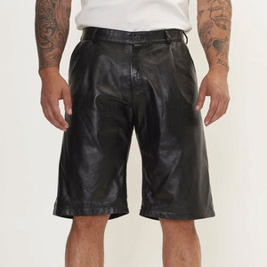 Shorts en cuir pour hommes de haute qualité, personnalisables avec logo, pour la gym et l'entraînement, avec poches, 100% cuir, vente en gros. - Product Image 1