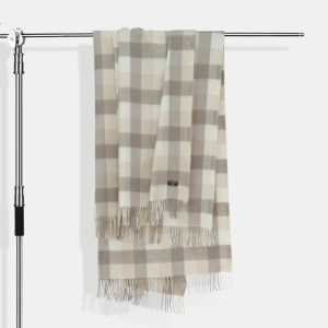 Chal de Cachemira Mongol a Cuadros 130*170cm Tono Natural - Product Image 1
