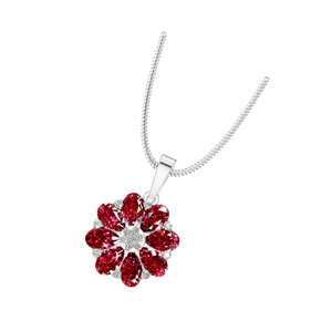 Pendentif en forme de poire naturelle en forme de rubis et de pierres précieuses en forme de grappe florale, collier en argent sterling et or, pendentifs fins d'anniversaire, breloques - Product Image 3