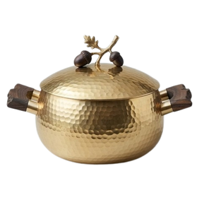 Sopera de Metal Decorativa con Tapa, Chapada en Oro Martillado, Estilo Vintage, para Mesa, Uso en Cocina y Hogar - Product Image 3