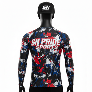 Custom Unisex Long Sleeve Eco-Friendly Spandex/Polyester 240g MMA Rash Guard Breathable Sublimation Printed OEM Service - Product Image 4