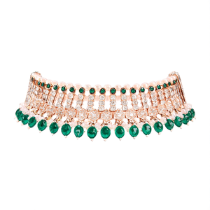 Conjunto de Collar Choker de Diseño con Piedras Austriacas Brillantes, Perlas y Cuentas - 10575611DGR, un Conjunto de Joyería Fina Deslumbrante - Product Image 2