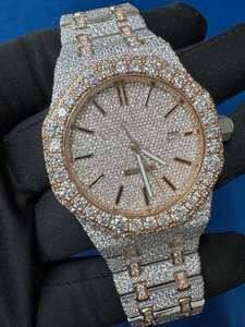 Montre BOJ A.P Premium VVS Diamants Luxueux en Alliage de Verre et Acier Inoxydable 20mm Entièrement Sertie de Moissanite Double Mouvement Automatique 41MM - Product Image 6