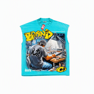 Camiseta sin mangas para hombre, cuello redondo, algodón, diseño estampado de grafiti, para todas las estaciones, corte regular, estilo pullover - Product Image 1