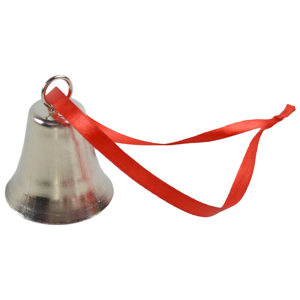 Cloche suspendue moderne en argent avec un design en métal massif personnalisable et respectueux de l'environnement pour la décoration festive et des arbres de Noël - Product Image 5