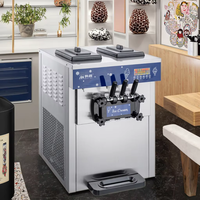Machine à glaces molles commerciale 3 saveurs 25-28L/H, machine à glaces automatique de table pour les entreprises