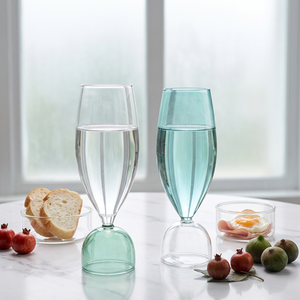 Verre à pied décoratif avec base sphérique sculptée pour les stylistes d'événements, les organisateurs de mariages et les célébrations de luxe - Product Image 1