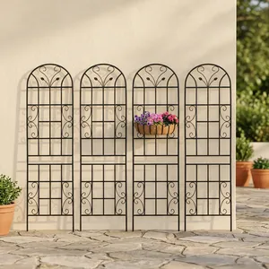Juego de Enrejados de Metal Negro para Jardín con Diseño Decorativo de Espirales, Paneles de Soporte para Plantas Trepadoras, Decoración para Pared Exterior de Jardín - Product Image 6