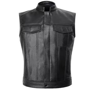Men's Fashion High Quality Outdoor Leather Winter Vest Motorcycle Custom Style - Product Image 1