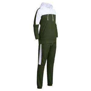 Ensemble de survêtement unisexe à capuche réversible grande taille vert uni et blanc, manches longues, pantalon de jogging décontracté, respirant et léger - Product Image 3