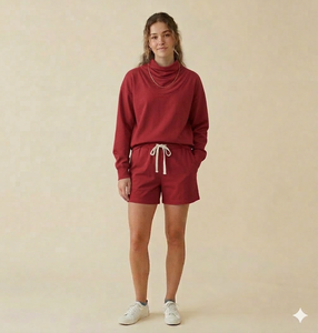 Conjunto de Top de Cuello Alto y Pantalones Cortos para Mujer, Diseñado para una Mayor Adaptabilidad a través de una Configuración Contemporánea de Dos Piezas - Product Image 1