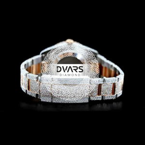 Reloj de Lujo con Incrustaciones de Moissanita, Unisex, Personalizado, Dos Tonos, Oro Rosa, Acero Inoxidable, Esfera con Diamantes, Movimiento de Cuarzo - Product Image 2
