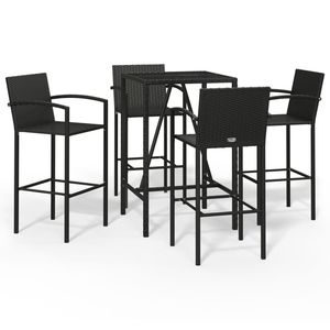Ensemble de table de bar avec repose-pieds moyen en rotin PE noir, mobilier de jardin élégant pour une expérience de repas en plein air - Product Image 2