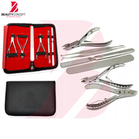 Nuevo Set de Instrumentos de Podología de Acero Inoxidable con Hoja Curva, 7 Piezas, Herramientas para el Cuidado de los Pies, Estuche de Cuero PU, Profesional, Quirúrgico