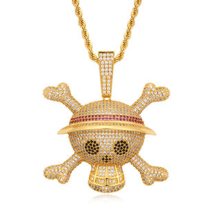 Pendentif en argent 925 de haute qualité avec motif de personnage d'anime One Piece, pendentif en moissanite, collier avec pendentif en forme de crâne, cadeau d'anniversaire décoratif - Product Image 1
