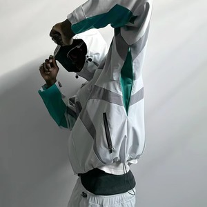 Conjunto Deportivo Cortavientos con Capucha y Pantalones, Ropa Deportiva Personalizada, Impermeable, con Cierre, Reflectante, de Nailon para Hombre - Product Image 4