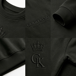 Sudadera Personalizada para Hombre, Negra, Oversize, Cuello Redondo, Felpa de Algodón Grueso, Logotipo en Relieve Tonal Delantero y Trasero, Estilo Urbano - Product Image 5