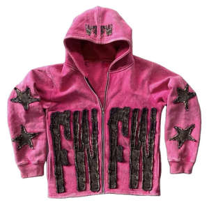 Logo personnalisé, 500 g/m², unisexe, épais, broderie vieillie, couture, fermeture éclair, patch vintage, homme, délavé à l'acide, hiver, 100 % biologique - Product Image 2