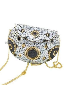 Bolso de mano de lujo con mosaico de metal para mujer, bolso de noche con diseño de cabestrillo - Product Image 6