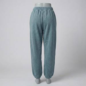Pantalon de jogging en molleton de coton 400 g/m² style vintage, teint en pièce, bleu poussière, ourlets bruts, coupe oversize, pour homme, streetwear - Product Image 6