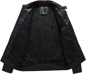 Men's <b>Thick</b> Warm Patchwork Front Embroidered Stand Windbreaker <b>Jacket</b>-<b>Fleece</b> Lined PU Leather Motorcycle Coat Casual - Product Image 5