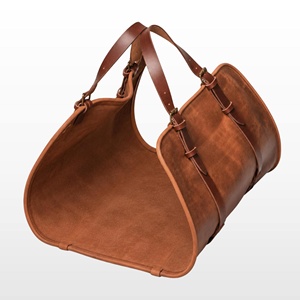 Sac de transport pour bûches en bois véritable en cuir, robuste, fait main, portable, pour foyer, LWC-0060 - Product Image 1