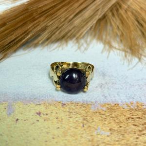 Black Onyx <b>Ring</b> <b>Boho</b> Brass <b>Rings</b> For Women 18k Gold Plated Tribal Black Onyx Jewelry Wholesale - Product Image 2