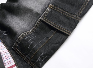 Shorts en jean respirant brodés bleu clair RNSHANGER, style streetwear, vintage pour homme, grande taille 48 - Product Image 6