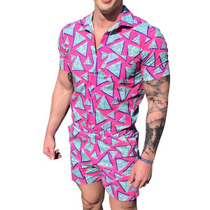 Combinaisons pour hommes, été, décontractées, manches courtes, en coton léger, pour les vacances en plein air, la plage, le sport, élégantes et confortables - Product Image 1