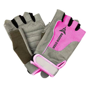 Guantes de Gimnasio Daizen Star de Medio Dedo, de Cuero PU, Gris y Rosa, con Correa de Muñeca Ajustable, para Entrenamiento Físico, Unisex - Product Image 2