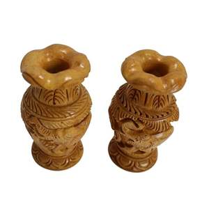 Vase en bois sculpté en forme d'éléphant, design traditionnel, décoration artisanale pour les étagères, les tables, les armoires et les consoles du salon - Product Image 5