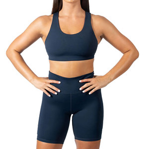 Conjunto Deportivo de Alta Calidad para Mujer, Venta al Por Mayor, Bra Deportivo y Pantalones Cortos de Cintura Alta, Secado Rápido, para Gimnasio y Fitness - Product Image 1