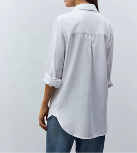 Blusa de Mujer, Color Azul Claro, Casual, Tejida, Ajustada, Manga Larga, Cuello Camisero, con Botones, para Primavera/Verano - Product Image 2