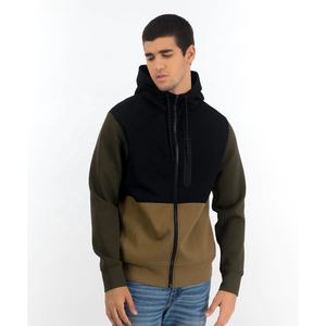 Sweat à capuche zippé de haute qualité, lourd, coupe et couture personnalisées, délavé au soleil, délavé à la pierre, strass, effet usé, sweat à capuche ample et court pour homme - Product Image 1