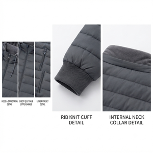 Premium Men's Hooded Puffer <b>Jacket</b> Lightweight Quilted Warm Outerwear Front Logo Outdoor Cold Weather Travel Wear winter <b>jacket</b> - Product Image 3