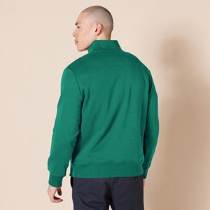 Men's Sea Green Quarter-Zip <b>Long</b> <b>Sleeve</b> Quick Dry Knitted Polyester Shirt Casual <b>Top</b> - Product Image 3