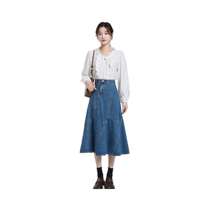 Nouvelle Collection 2026 : Jupes en jean ajustées décontractées pour femme, style skinny, été-automne, avec ceinture écologique respirante – Vente en gros - Product Image 1